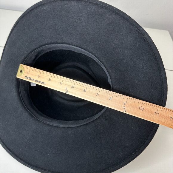 NWOT Sturdy Black Teardrop Round Wide Brim Wool Fedora Unisex - Picture 13 of 15